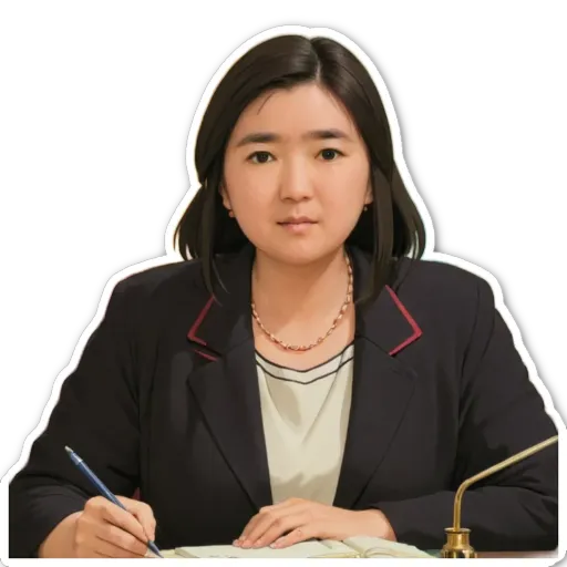 A woman is sitting at a desk with a pen and paper.
