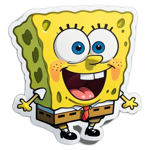 A Spongebob square sticker is on a black background.