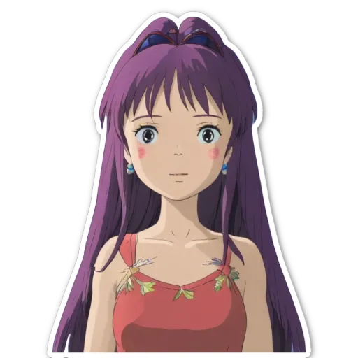 A sticker of a girl looking at the camera.