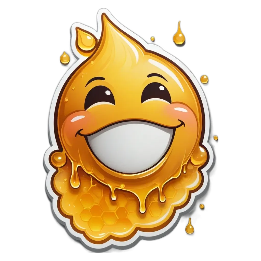 An happy face with honey on it is shown.