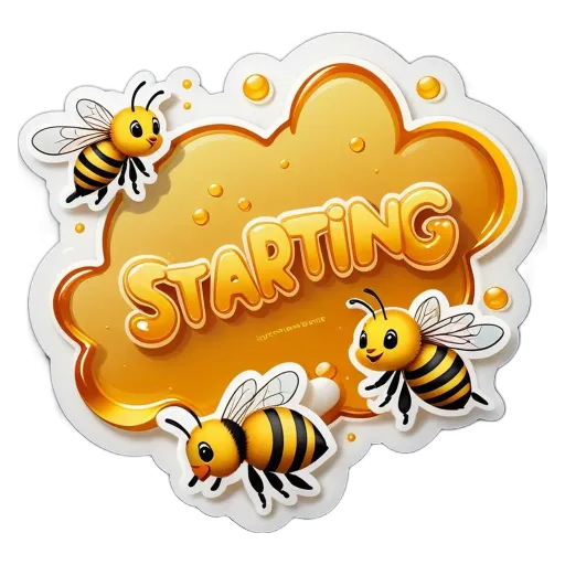 Three bumblebees with the words Starting on a yellow bubble.