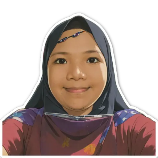 A girl wearing a head scarf and glasses is smiling.