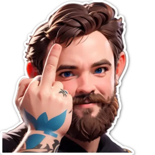 A man with a tattoo and a sticker on his hand.