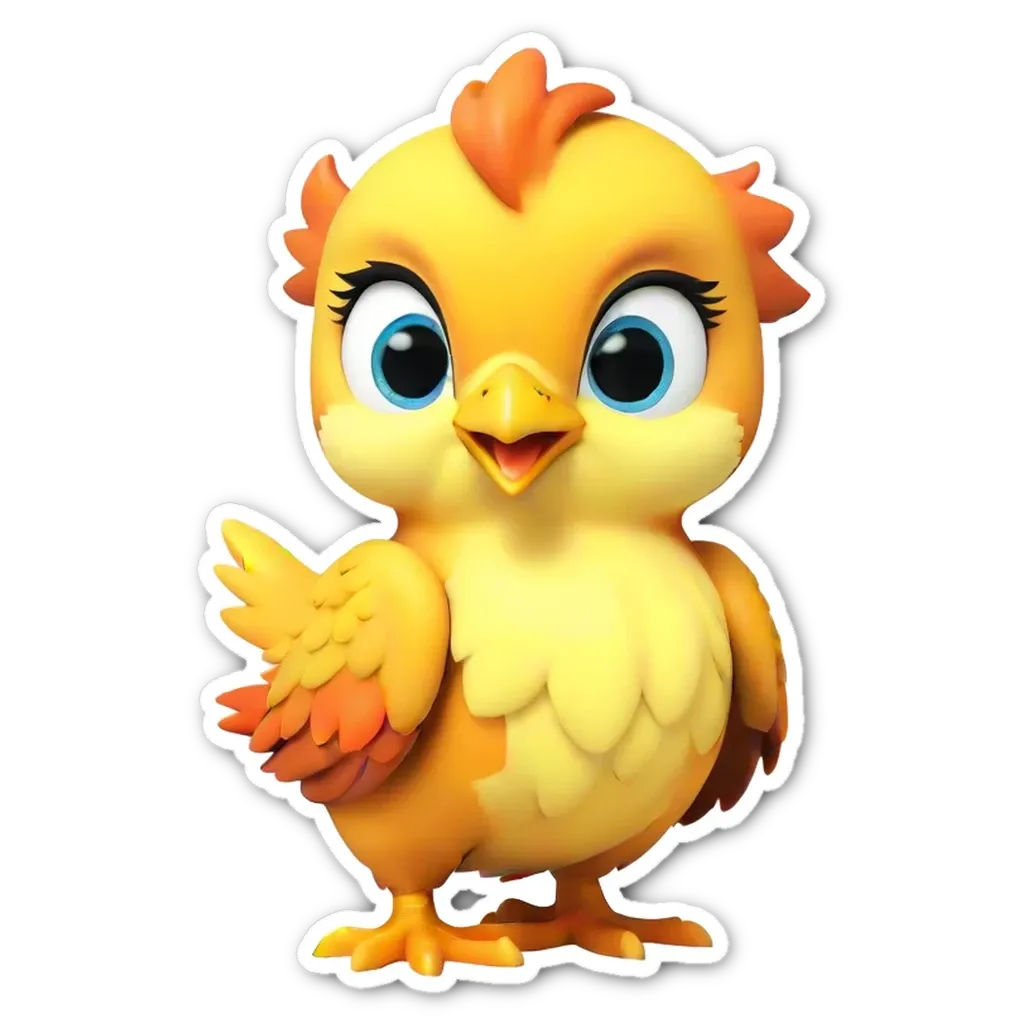 A sticker of a bird that is yellow and pretty.