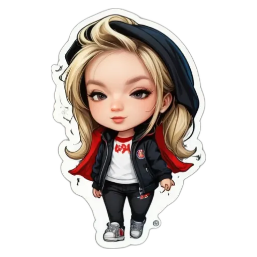 A girl is wearing a black jacket and a white shirt.
