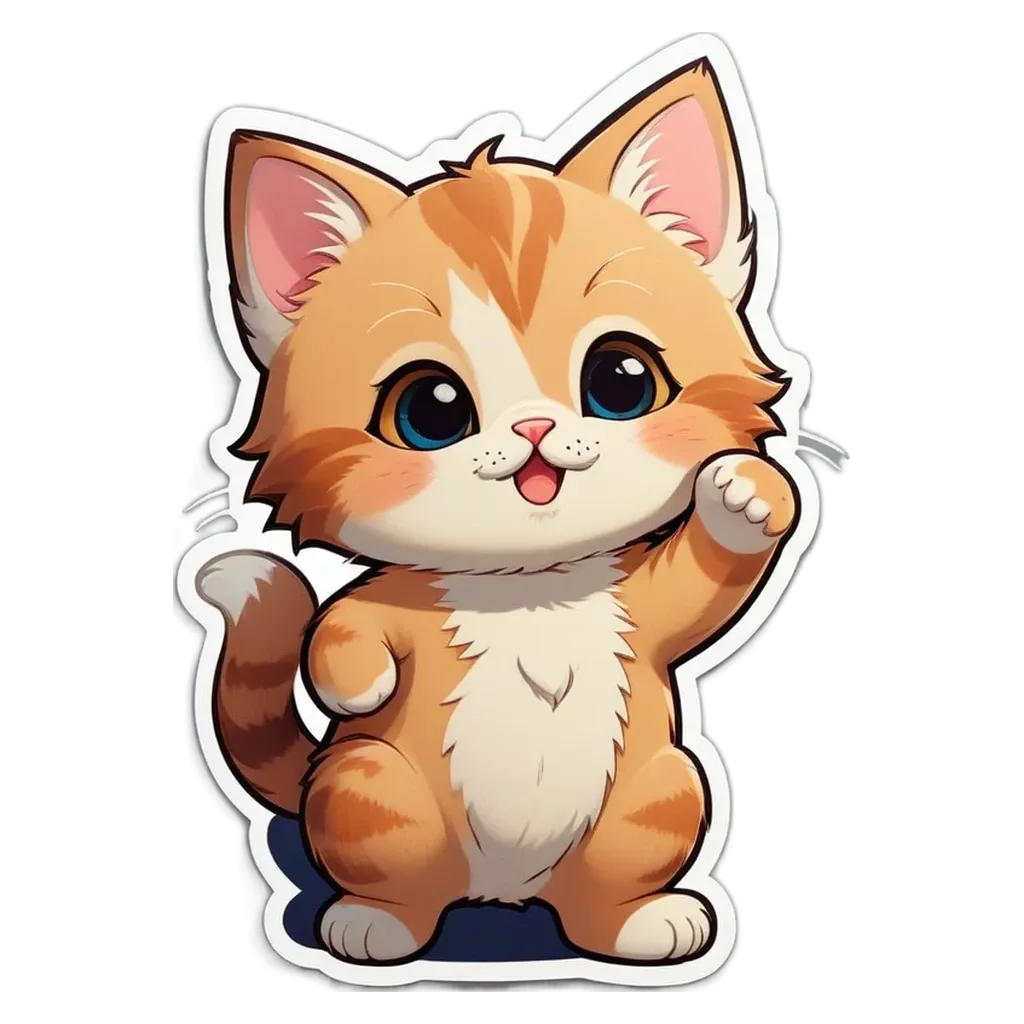 A cartoon cat with a black nose and an orange body.