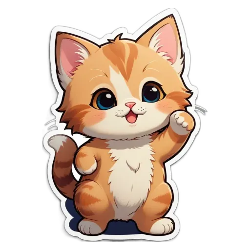 A cartoon cat with a black nose and an orange body.