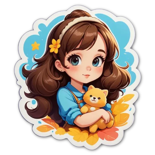 A girl holding a cat in a frame of a girl.
