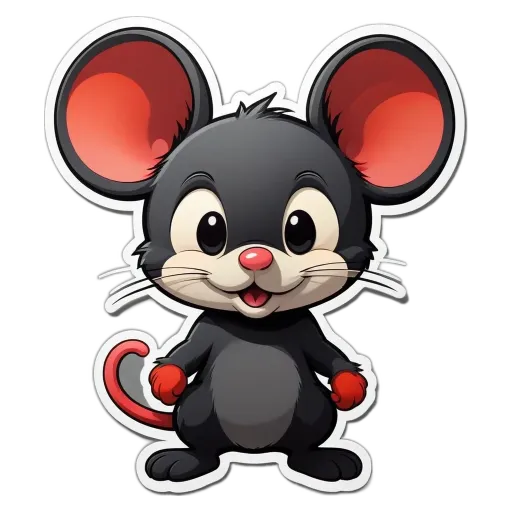 A cartoon picture of a mouse with red ears.