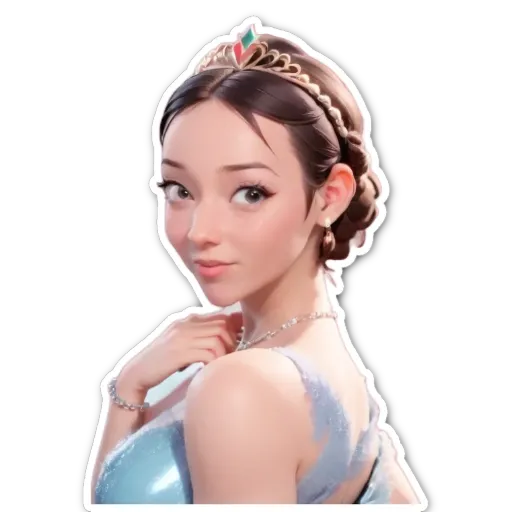 A girl wearing a tiara is looking at the camera.