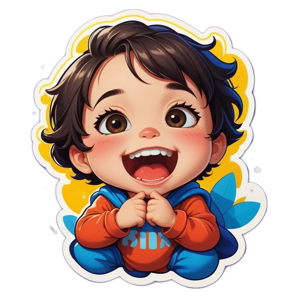 A boy who is wearing a blue and orange shirt that says "Milk" on it.