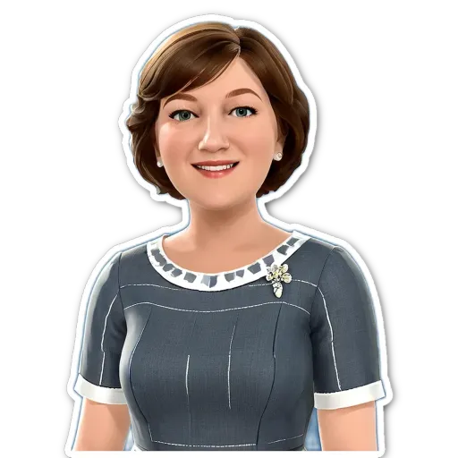 A sticker of a woman that is gray in color.