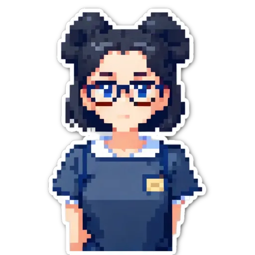 A girl wearing glasses is standing still.