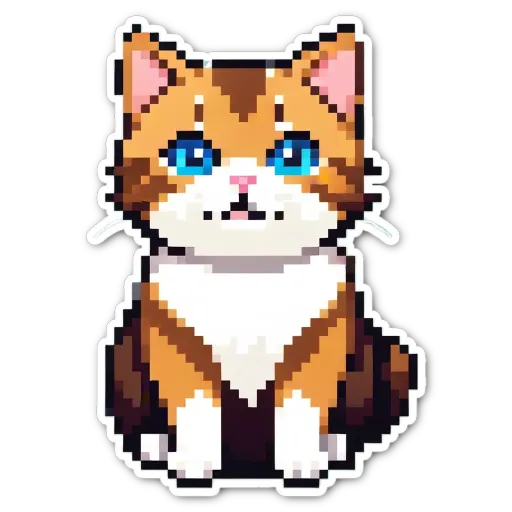 An image of a cat generated using pixel art.