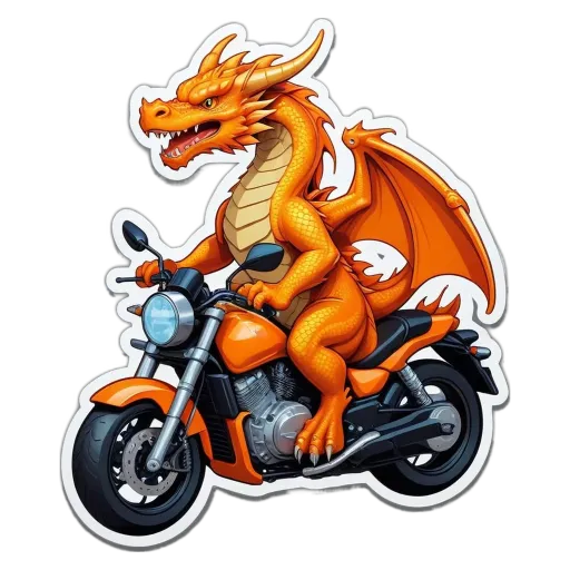 A sticker of a dragon on a motorcycle.