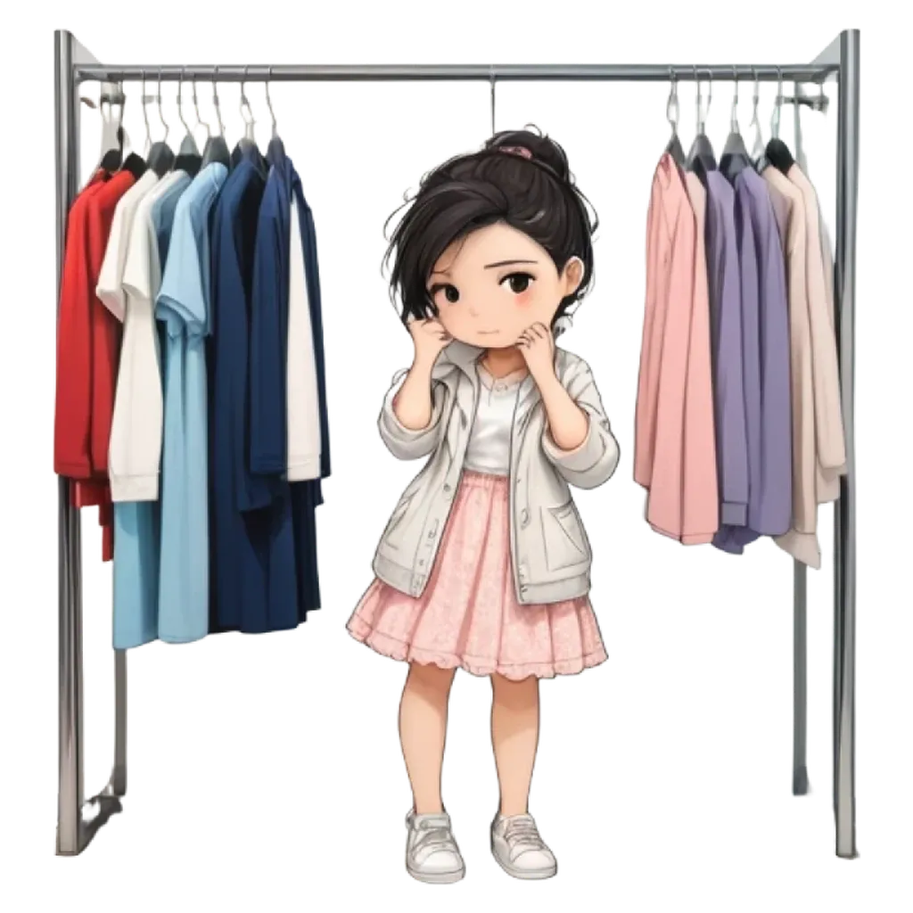 A girl looking in her closet.