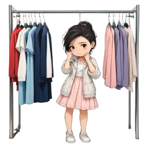 A girl looking in her closet.
