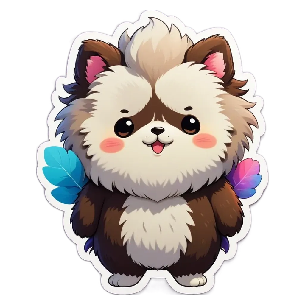 A cute animal sticker with a black background.