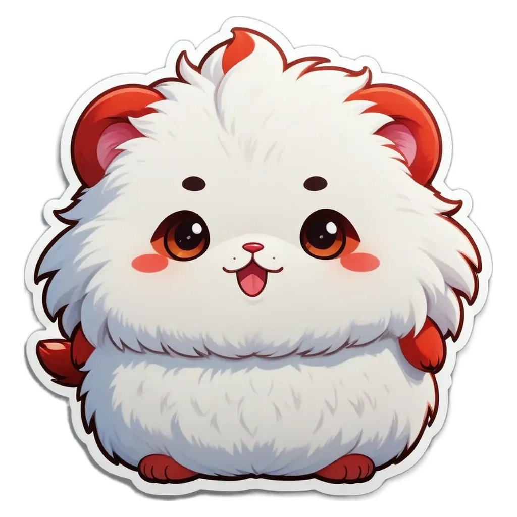 A white and red panda sticker on a black background.