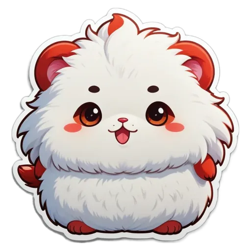 A white and red panda sticker on a black background.