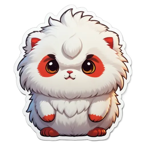A white and red panda bear with an angry expression.