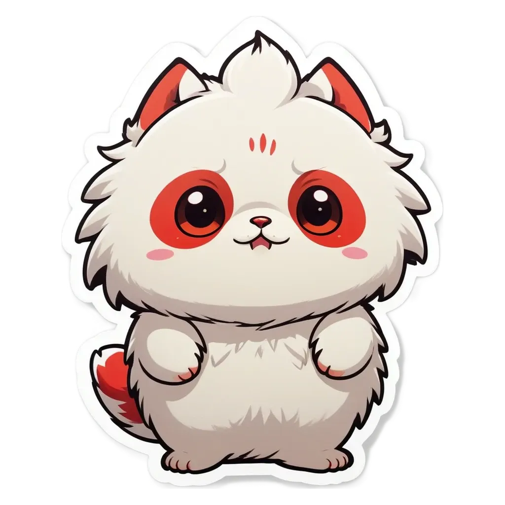 A white cat with red eyes and a pink nose.