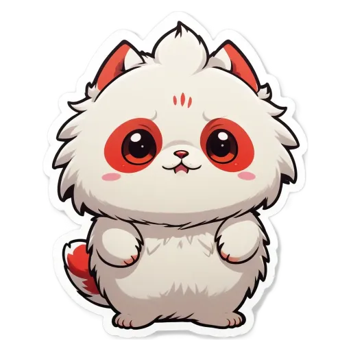 A white cat with red eyes and a pink nose.