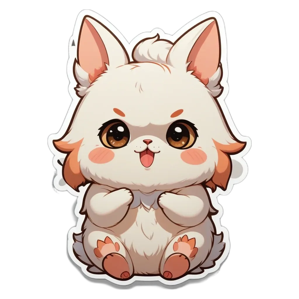 A white character from a sticker of a dog.