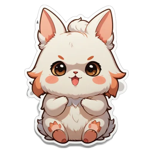A white character from a sticker of a dog.