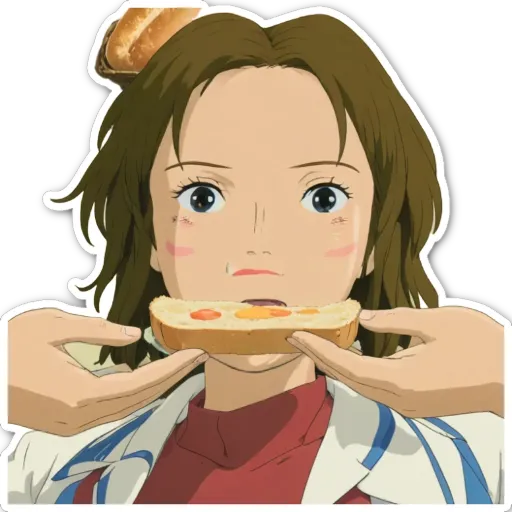 A person eating a sandwich.