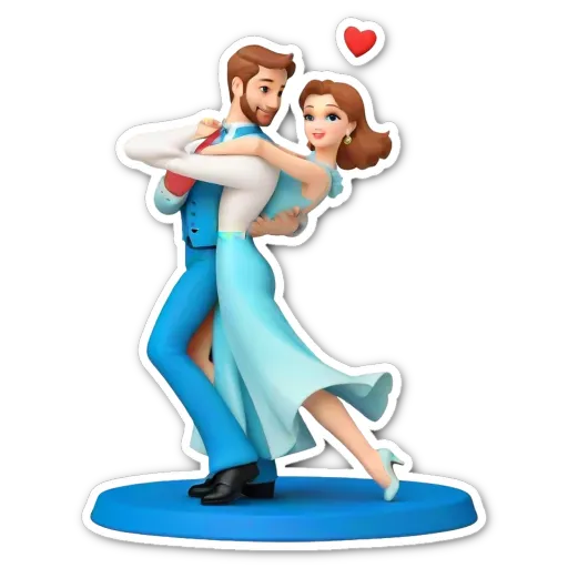 A couple dancing in front of a heart.