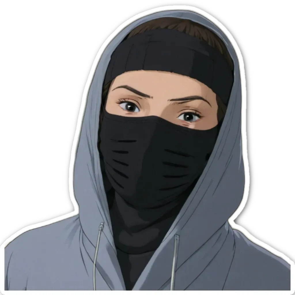 A person wearing a hood and a face mask.
