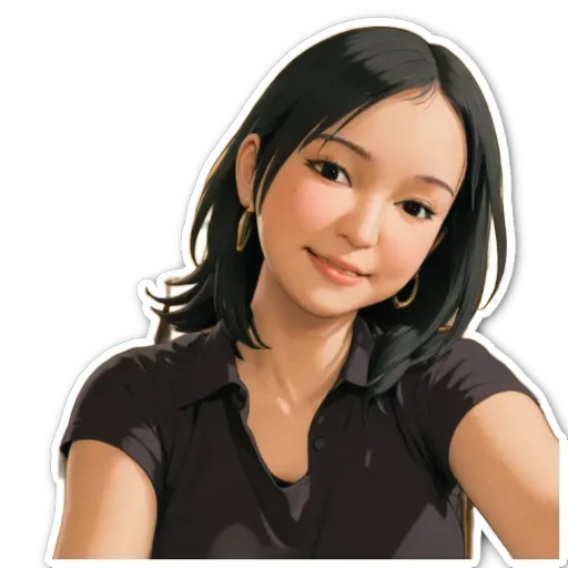 A woman is smiling at the camera and her shirt is black.