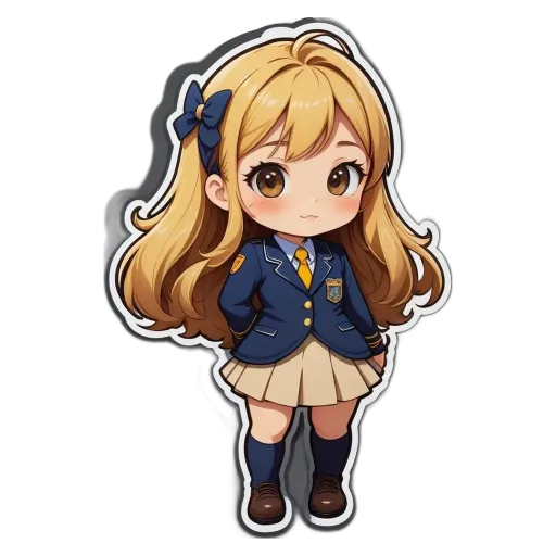 A girl is standing with her hands in her pockets and wearing a uniform.