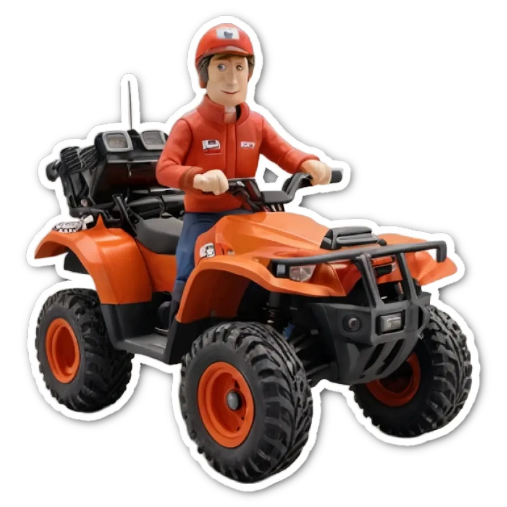 An orange vehicle with black tires that is a toy.