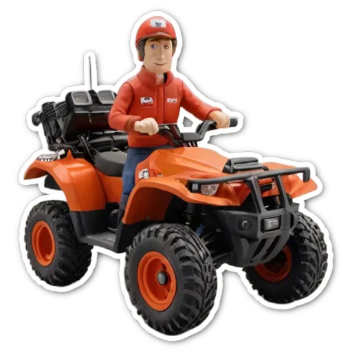 An orange vehicle with black tires that is a toy.