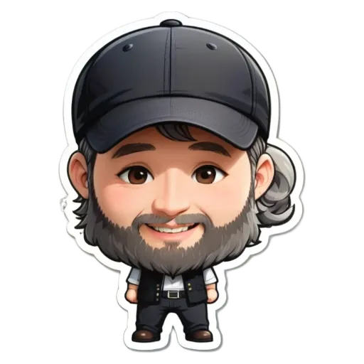 A small cartoon picture of a man with a hat and beard.