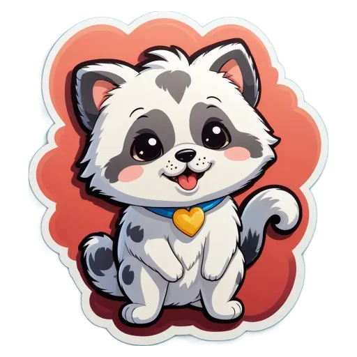 A sticker of a cat with a heart.