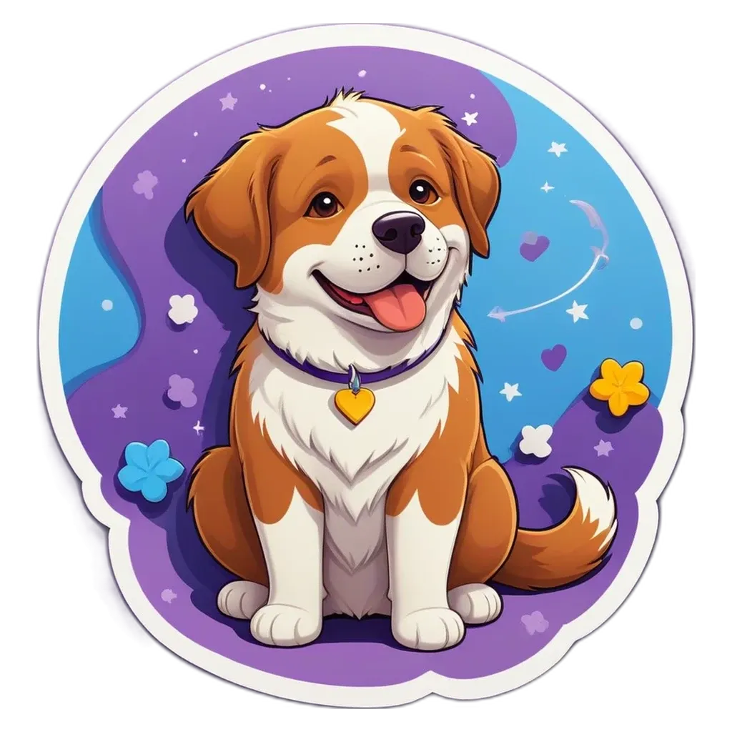 A dog sticker in the shape of a dog.