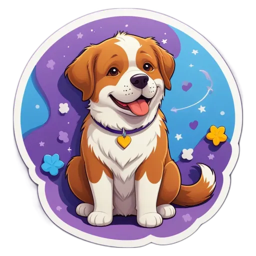 A dog sticker in the shape of a dog.