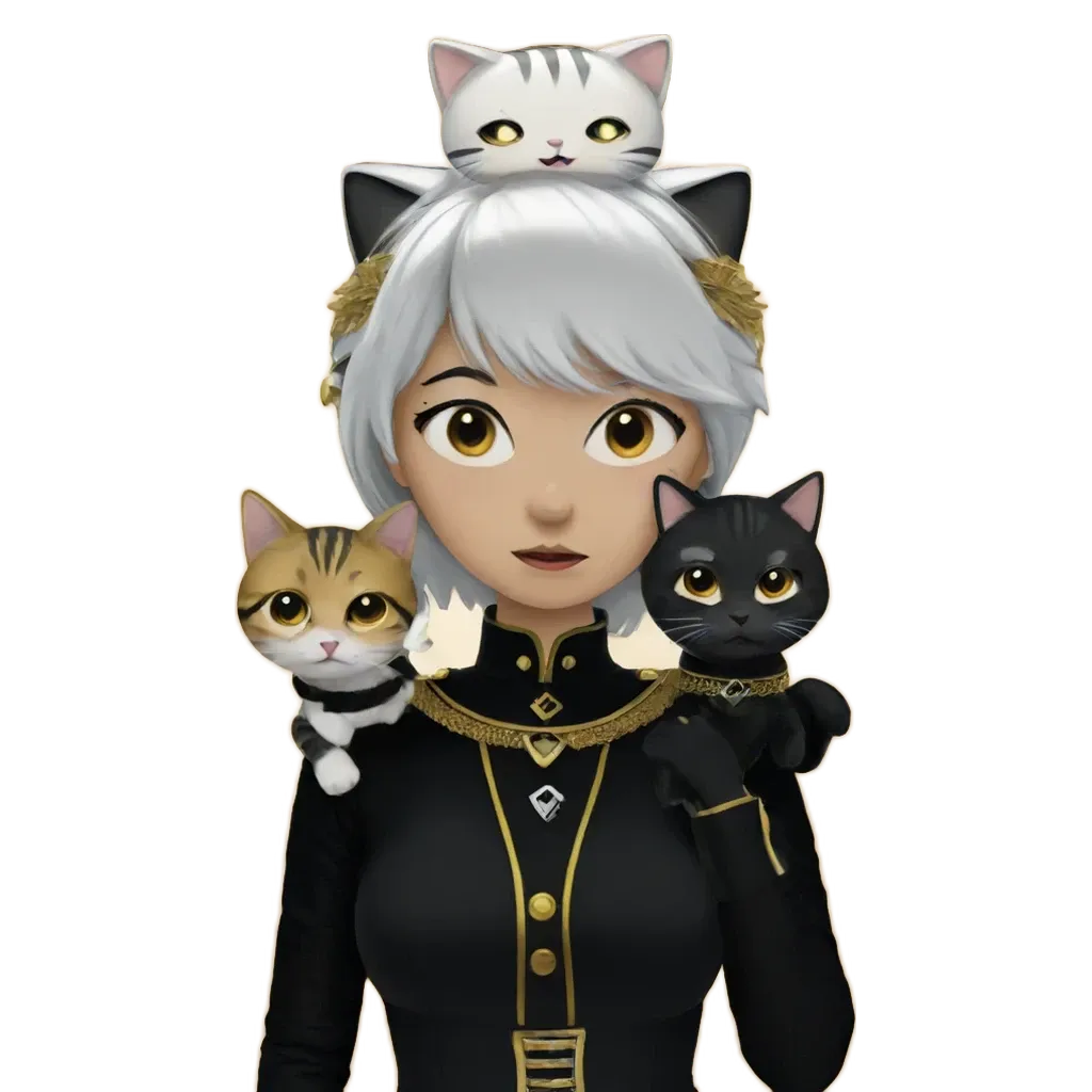 A woman with three cats is posing for a picture.