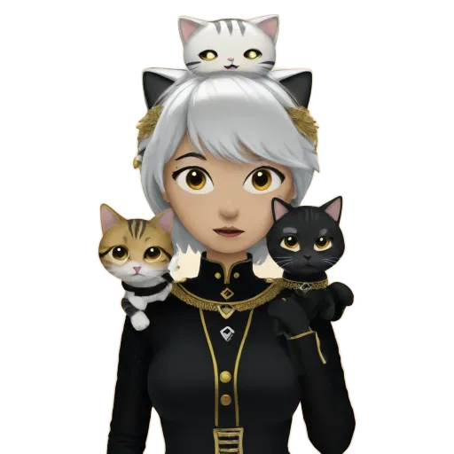 A woman with three cats is posing for a picture.