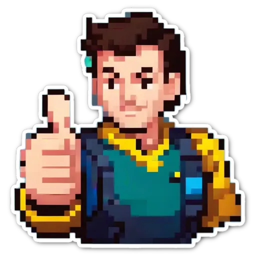 A man with a thumbs up is shown giving his approval.