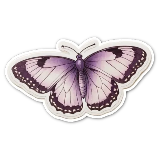 A purple and white sticker of a butterfly.