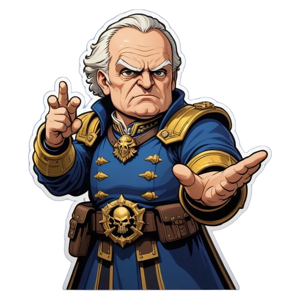 A man with a headshot is pointing fingers and has a blue outfit on.