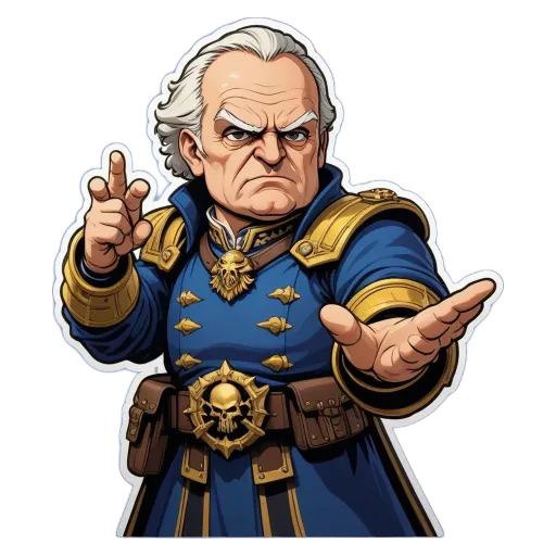 A man with a headshot is pointing fingers and has a blue outfit on.