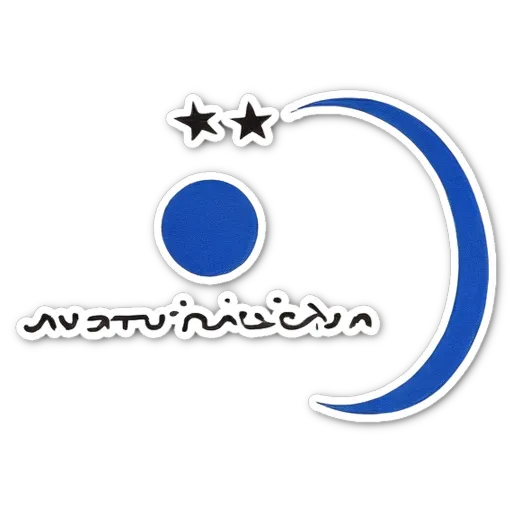 A logo with a moon and stars around it is on a black background.
