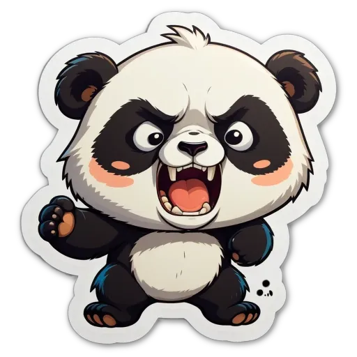 A panda bear that is angry and yelling.