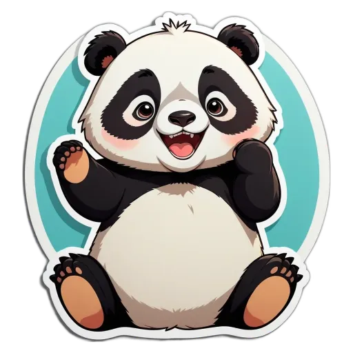 A cartoon panda bear with his hand on his belly.