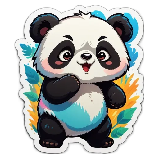 A cartoon panda bear with black and white fur and a blue belly.